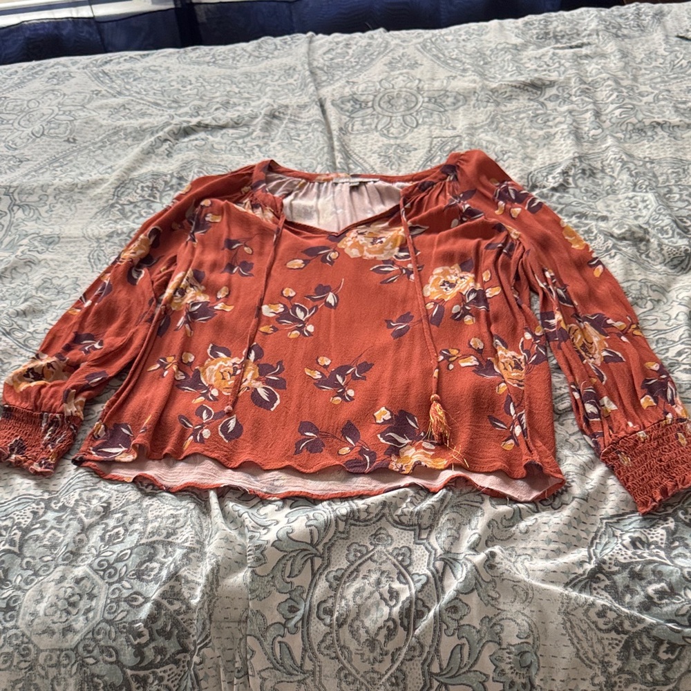 Daniel Rainn Rust Floral Blouse